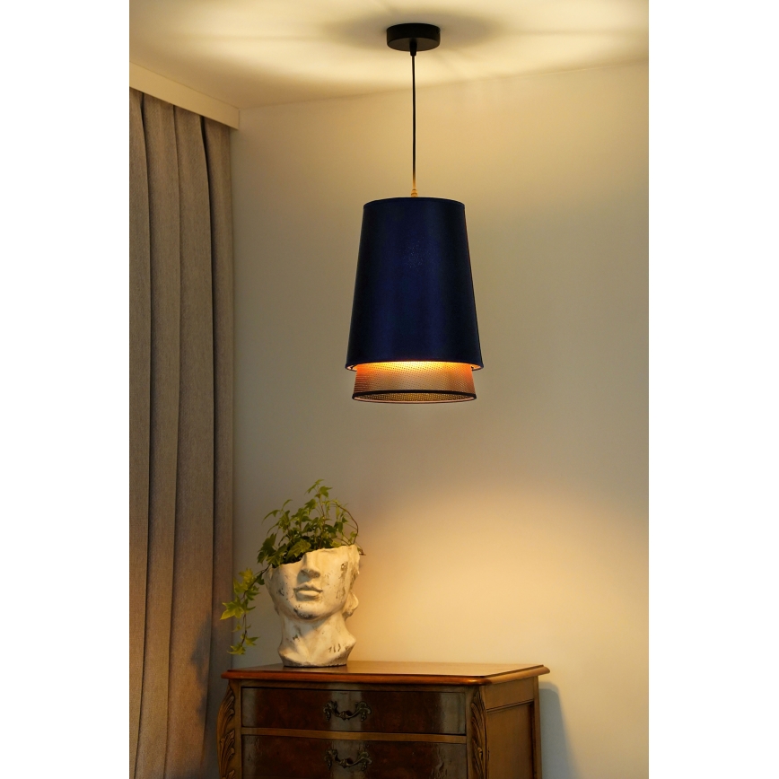 Duolla - Hanglamp aan een koord BELL SHINY 1xE27/15W/230V diameter 25 cm blauw/koper