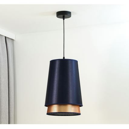 Duolla - Hanglamp aan een koord BELL SHINY 1xE27/15W/230V diameter 25 cm blauw/koper