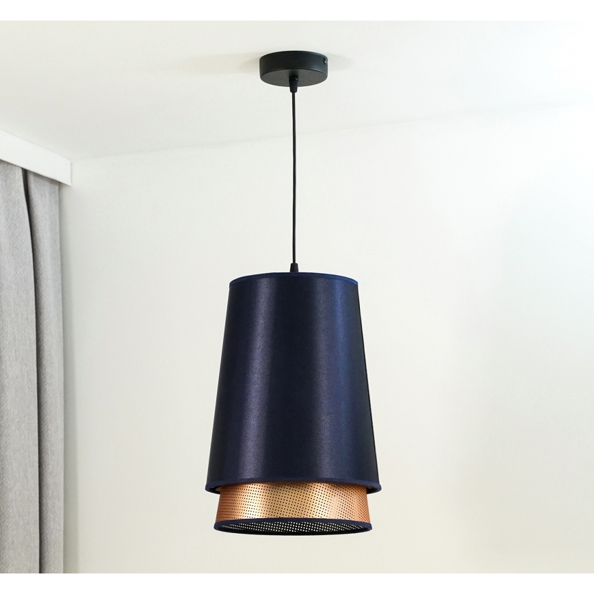 Duolla - Hanglamp aan een koord BELL SHINY 1xE27/15W/230V diameter 25 cm blauw/koper