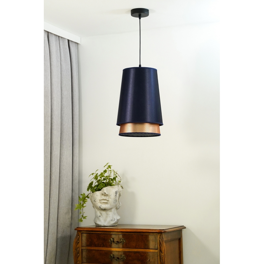Duolla - Hanglamp aan een koord BELL SHINY 1xE27/15W/230V diameter 25 cm blauw/koper
