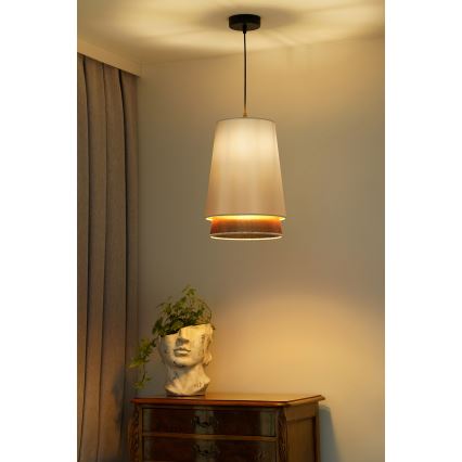 Duolla - Hanglamp aan een koord BELL SHINY 1xE27/15W/230V diameter 25 cm wit/koper