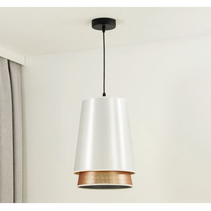 Duolla - Hanglamp aan een koord BELL SHINY 1xE27/15W/230V diameter 25 cm wit/koper