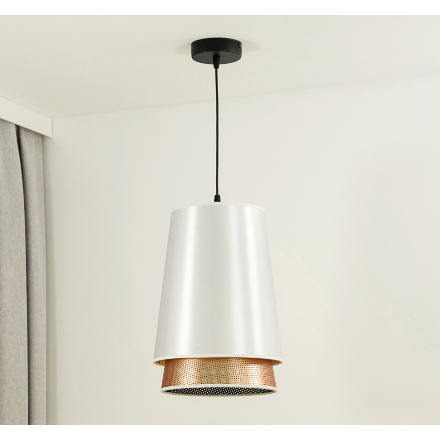 Duolla - Hanglamp aan een koord BELL SHINY 1xE27/15W/230V diameter 25 cm wit/koper