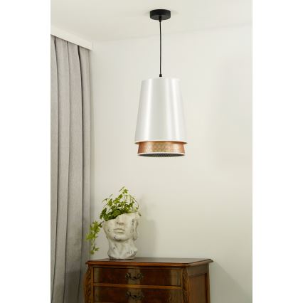 Duolla - Hanglamp aan een koord BELL SHINY 1xE27/15W/230V diameter 25 cm wit/koper
