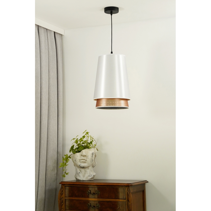 Duolla - Hanglamp aan een koord BELL SHINY 1xE27/15W/230V diameter 25 cm wit/koper