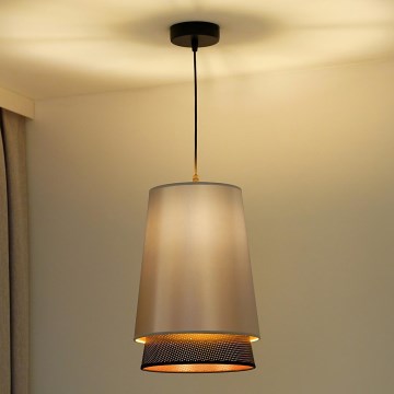 Duolla - Hanglamp aan een koord BELL SHINY 1xE27/15W/230V diameter 25 cm zilver/zwart