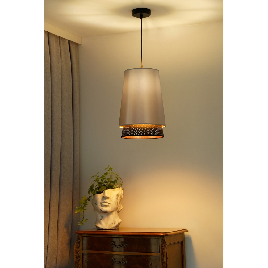 Duolla - Hanglamp aan een koord BELL SHINY 1xE27/15W/230V diameter 25 cm zilver/zwart