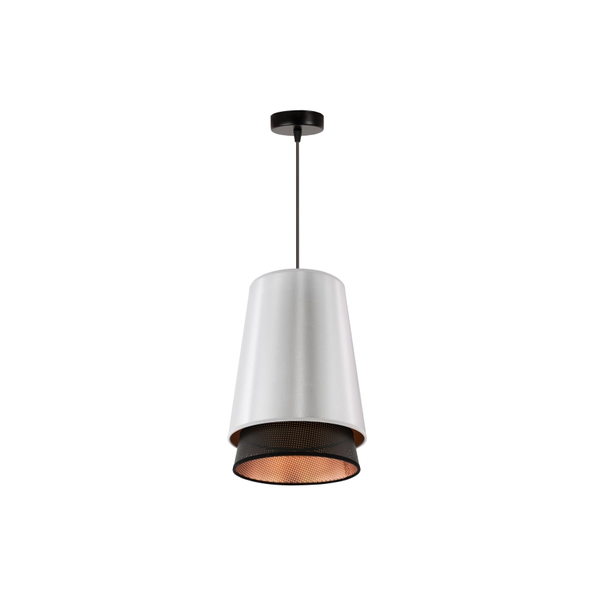 Duolla - Hanglamp aan een koord BELL SHINY 1xE27/15W/230V diameter 25 cm zilver/zwart