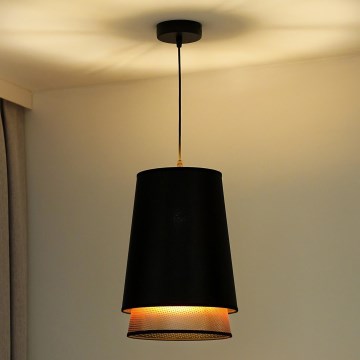 Duolla - Hanglamp aan een koord BELL SHINY 1xE27/15W/230V diameter 25 cm zwart/koper
