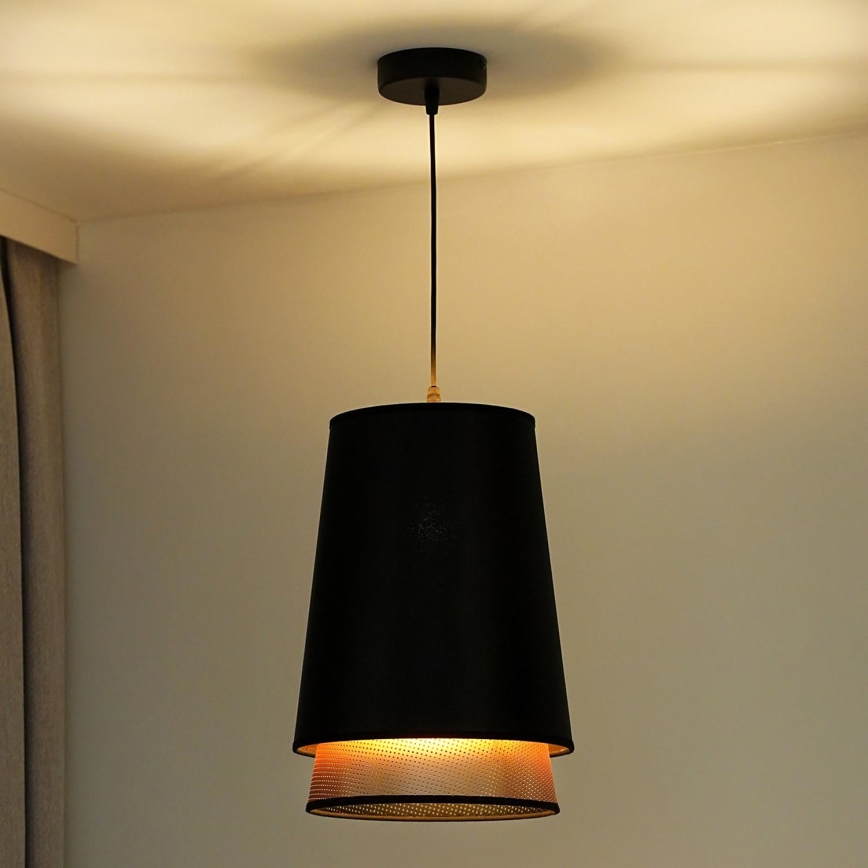 Duolla - Hanglamp aan een koord BELL SHINY 1xE27/15W/230V diameter 25 cm zwart/koper