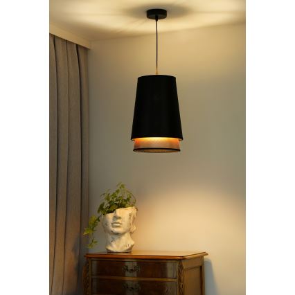 Duolla - Hanglamp aan een koord BELL SHINY 1xE27/15W/230V diameter 25 cm zwart/koper