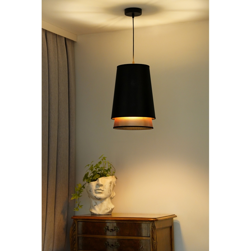 Duolla - Hanglamp aan een koord BELL SHINY 1xE27/15W/230V diameter 25 cm zwart/koper