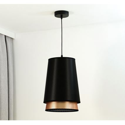 Duolla - Hanglamp aan een koord BELL SHINY 1xE27/15W/230V diameter 25 cm zwart/koper