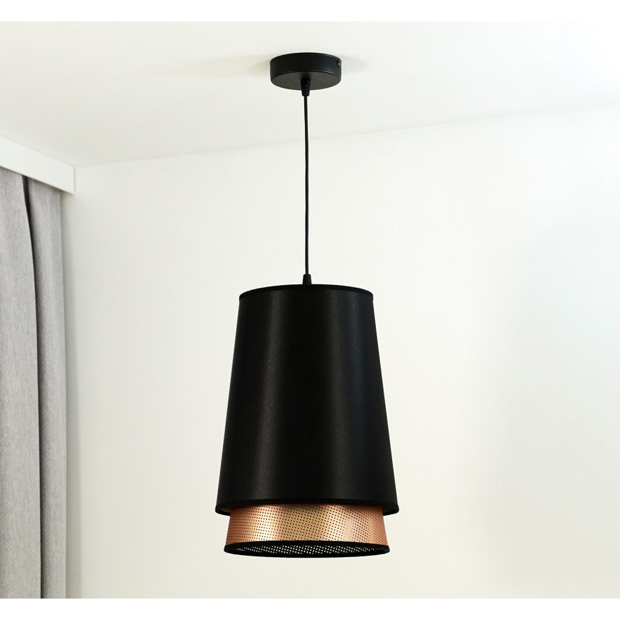 Duolla - Hanglamp aan een koord BELL SHINY 1xE27/15W/230V diameter 25 cm zwart/koper