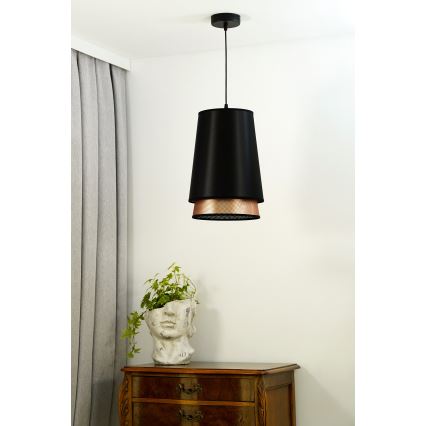 Duolla - Hanglamp aan een koord BELL SHINY 1xE27/15W/230V diameter 25 cm zwart/koper