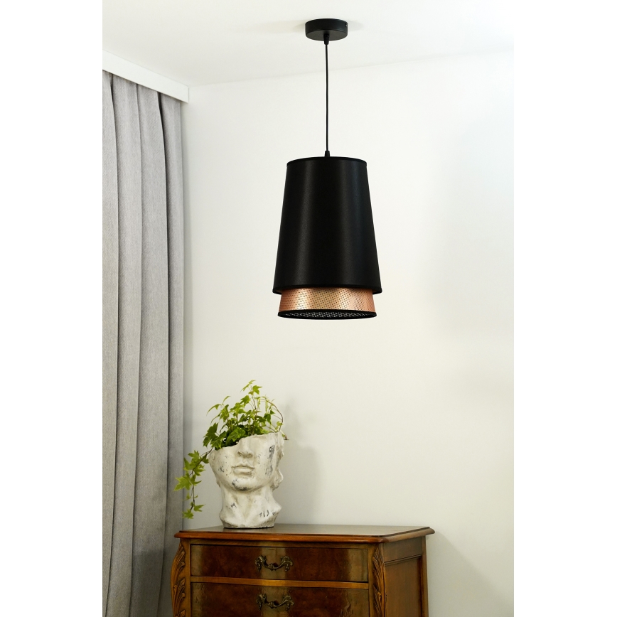Duolla - Hanglamp aan een koord BELL SHINY 1xE27/15W/230V diameter 25 cm zwart/koper