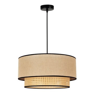 Duolla - Hanglamp aan een koord BOHO 1xE27/15W/230V diameter 45 cm beige/rotan