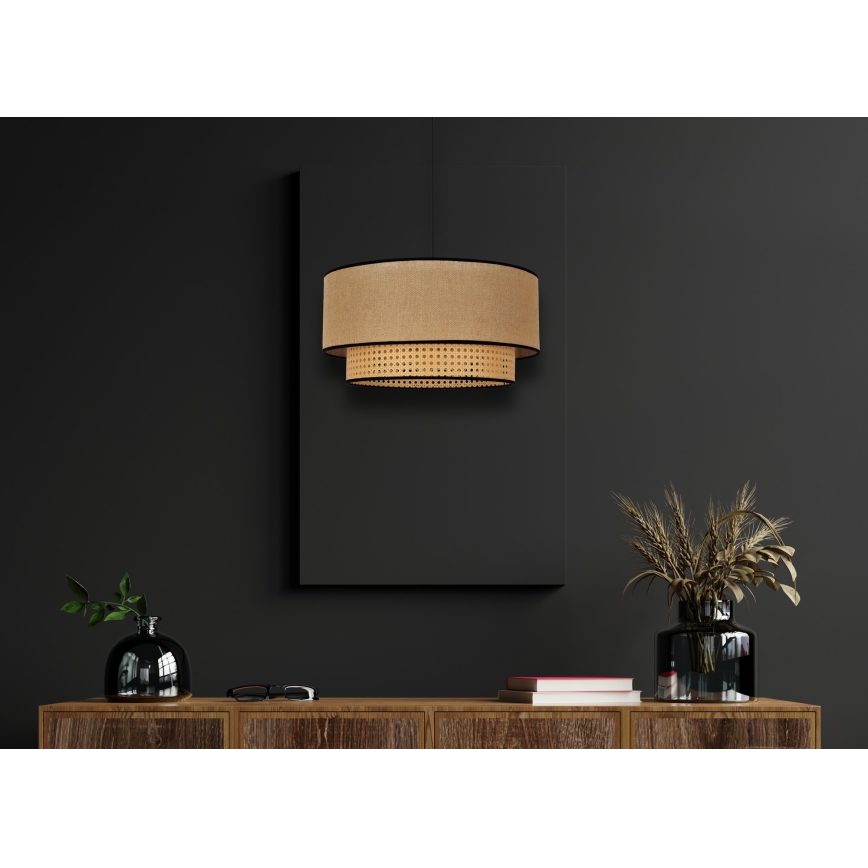 Duolla - Hanglamp aan een koord BOHO 1xE27/15W/230V diameter 45 cm beige/rotan
