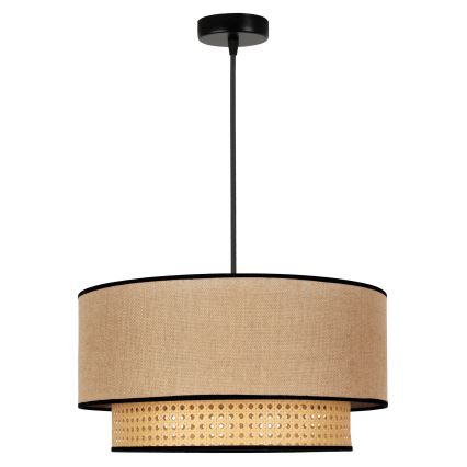 Duolla - Hanglamp aan een koord BOHO 1xE27/15W/230V diameter 45 cm beige/rotan