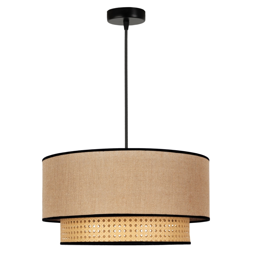 Duolla - Hanglamp aan een koord BOHO 1xE27/15W/230V diameter 45 cm beige/rotan