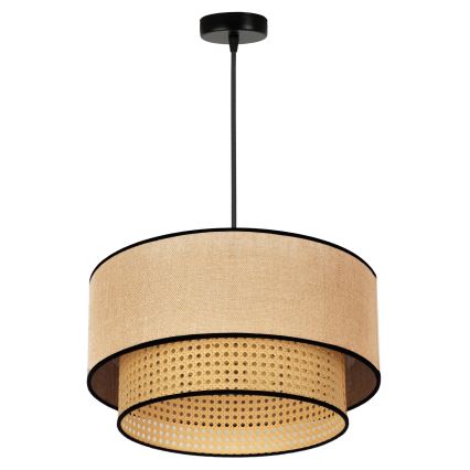 Duolla - Hanglamp aan een koord BOHO 1xE27/15W/230V diameter 45 cm beige/rotan