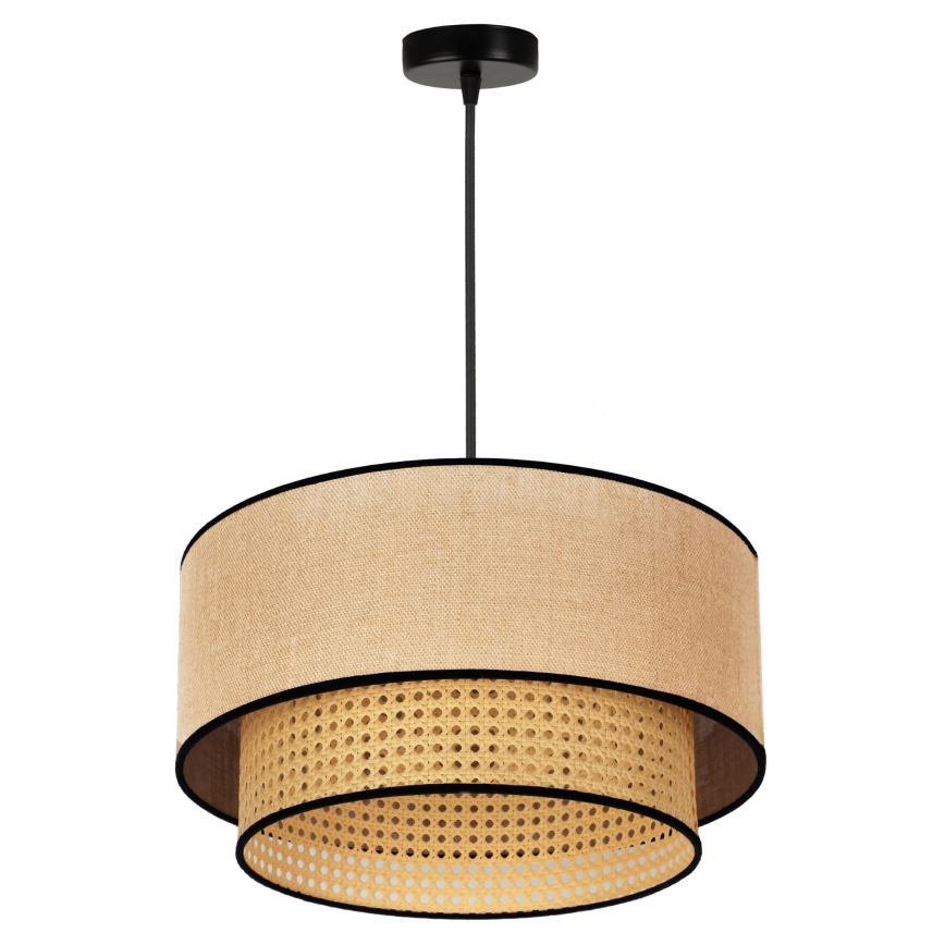 Duolla - Hanglamp aan een koord BOHO 1xE27/15W/230V diameter 45 cm beige/rotan