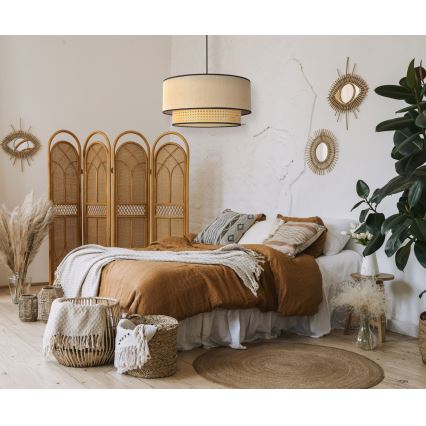 Duolla - Hanglamp aan een koord BOHO 1xE27/15W/230V diameter 45 cm beige/rotan