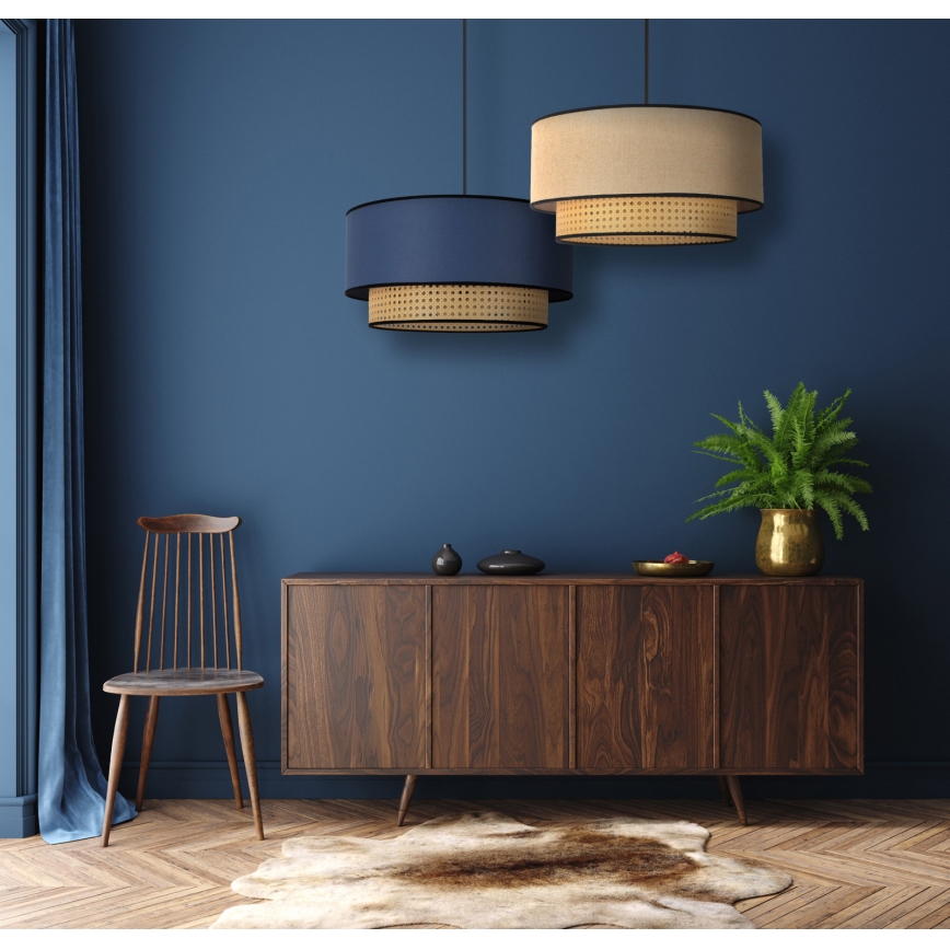 Duolla - Hanglamp aan een koord BOHO 1xE27/15W/230V diameter 45 cm beige/rotan