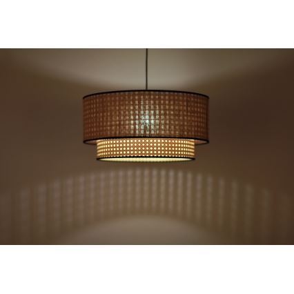 Duolla - Hanglamp aan een koord BOHO 1xE27/15W/230V diameter 45 cm beige/rotan