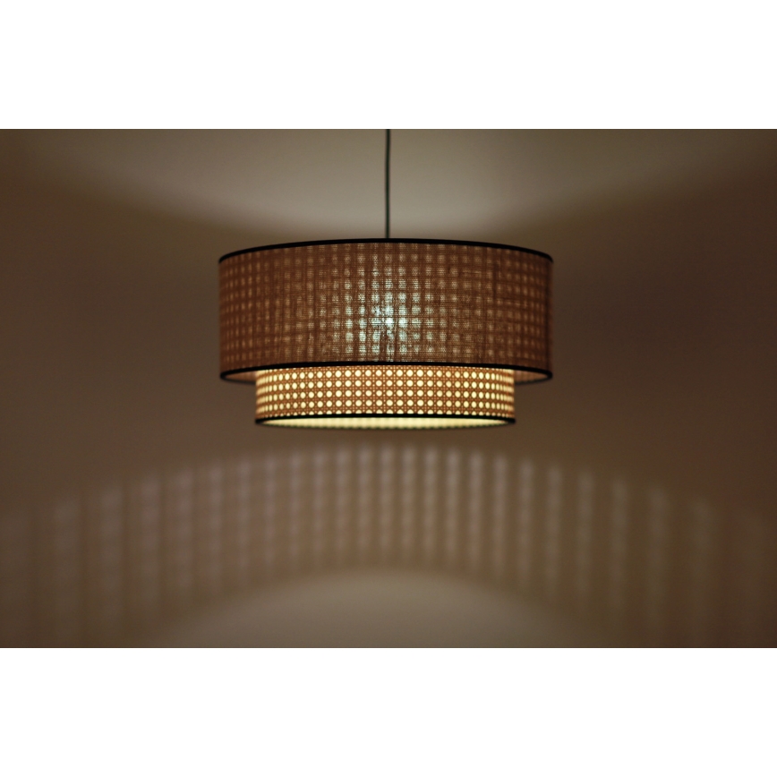 Duolla - Hanglamp aan een koord BOHO 1xE27/15W/230V diameter 45 cm beige/rotan