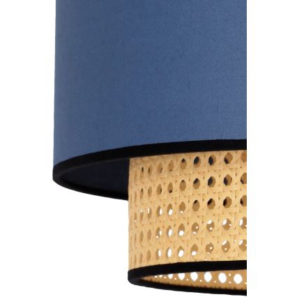 Duolla - Hanglamp aan een koord BOHO 1xE27/15W/230V diameter 45 cm blauw/rotan