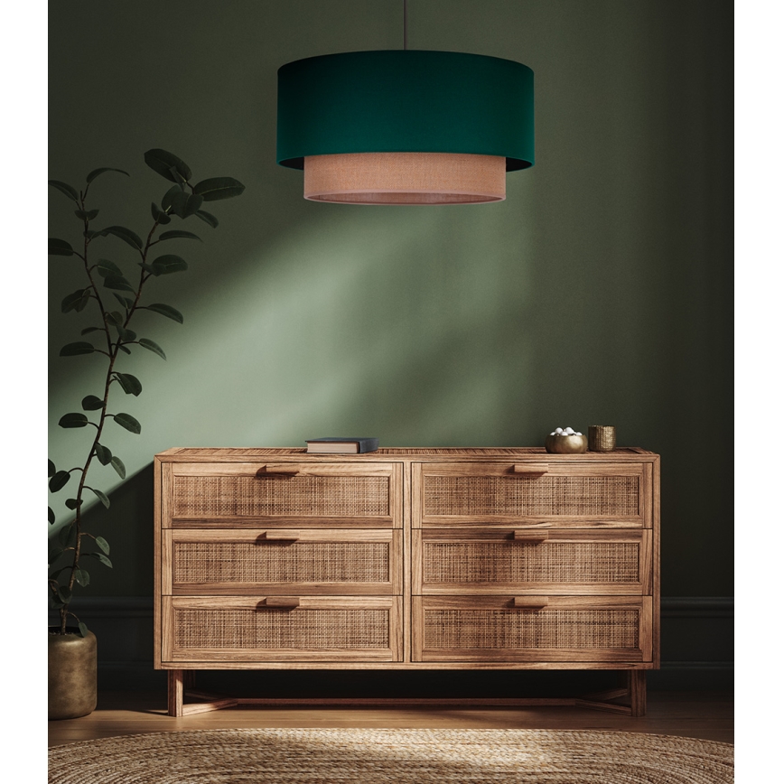 Duolla - Hanglamp aan een koord BOHO 1xE27/15W/230V diameter 45 cm groen/bruin