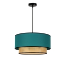 Duolla - Hanglamp aan een koord BOHO 1xE27/15W/230V diameter 45 cm turquoise/rotan