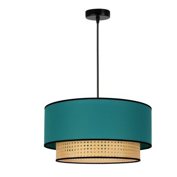 Duolla - Hanglamp aan een koord BOHO 1xE27/15W/230V diameter 45 cm turquoise/rotan