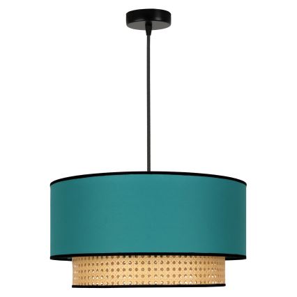 Duolla - Hanglamp aan een koord BOHO 1xE27/15W/230V diameter 45 cm turquoise/rotan