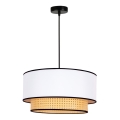 Duolla - Hanglamp aan een koord BOHO 1xE27/15W/230V diameter 45 cm wit/rotan