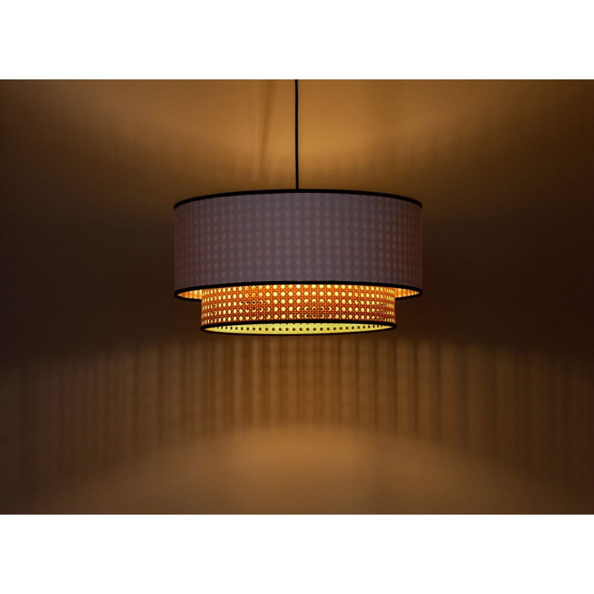 Duolla - Hanglamp aan een koord BOHO 1xE27/15W/230V diameter 45 cm wit/rotan