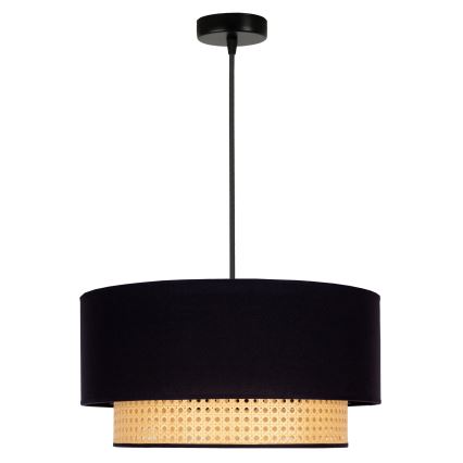 Duolla - Hanglamp aan een koord BOHO 1xE27/15W/230V diameter 45 cm zwart/rotan
