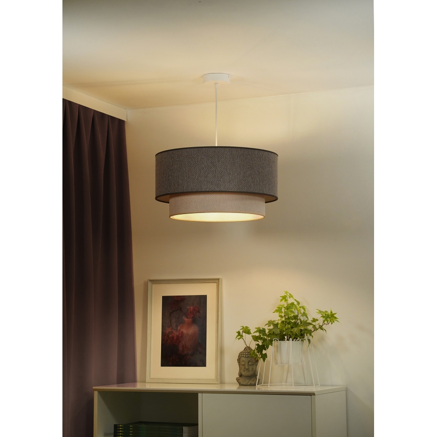 Duolla - Hanglamp aan een koord BOHO ECO RECYCLING 1xE27/15W/230V diameter 45 cm bruin/crème