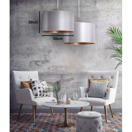 Duolla - Hanglamp aan een koord CANNES 1xE27/15W/230V diameter 50 cm zilver/koper