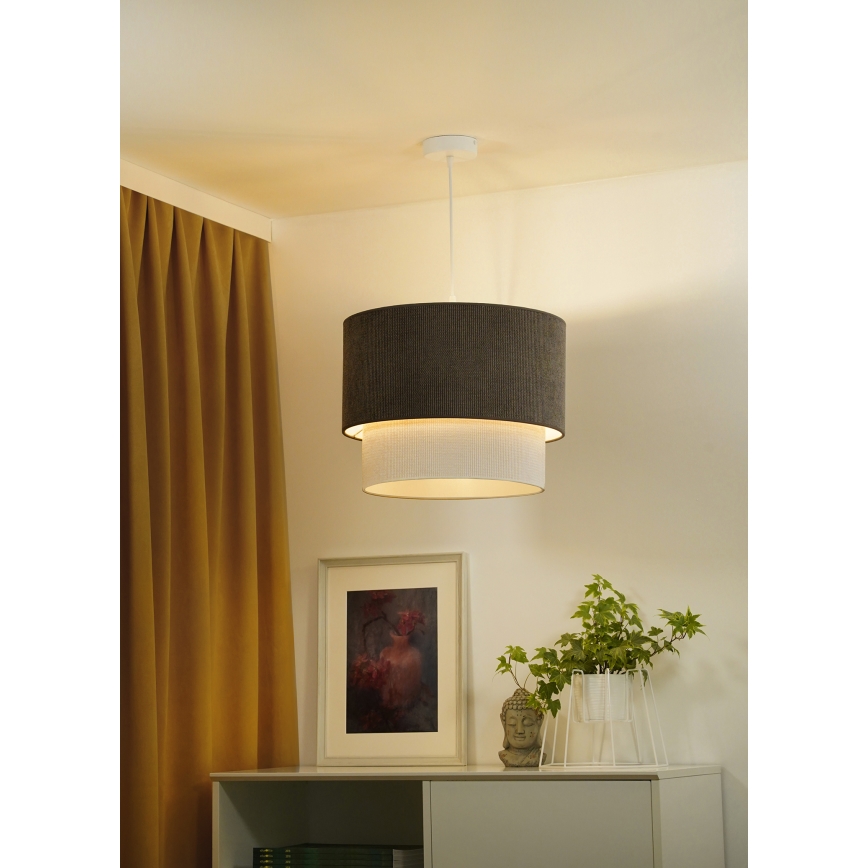 Duolla - Hanglamp aan een koord CORDUROY 1xE27/15W/230V diameter 40 cm bruin/crème