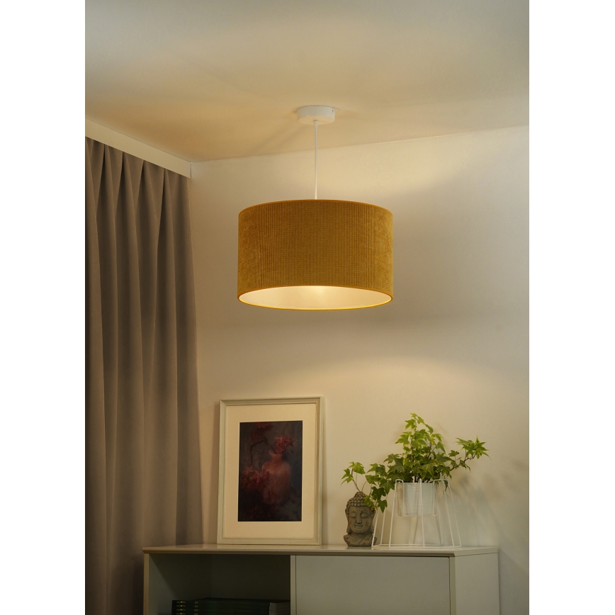 Duolla - Hanglamp aan een koord CORDUROY 1xE27/15W/230V diameter 40 cm geel