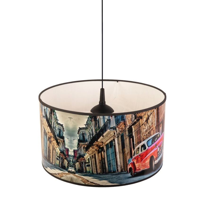 Duolla - Hanglamp aan een koord CUBA ROOD 1xE27/15W/230V diameter 35 cm