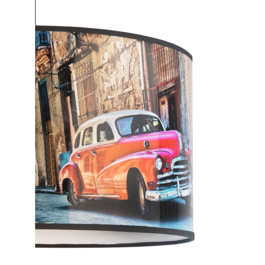 Duolla - Hanglamp aan een koord CUBA ROOD 1xE27/15W/230V diameter 35 cm