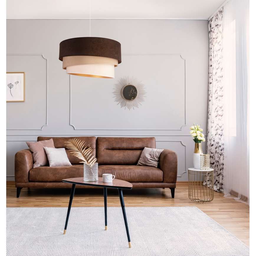 Duolla - Hanglamp aan een koord DEVON 1xE27/40W/230V diameter 45 cm bruin/beige