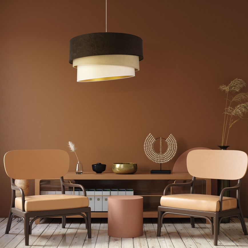 Duolla - Hanglamp aan een koord DEVON 1xE27/40W/230V diameter 45 cm bruin/beige