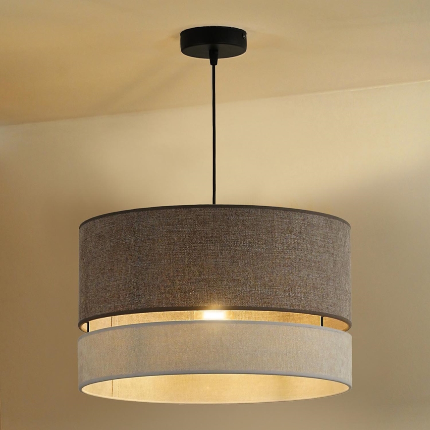 Duolla - Hanglamp aan een koord DOUBLE 1xE27/15W/230V diameter 40 cm bruin/grijs