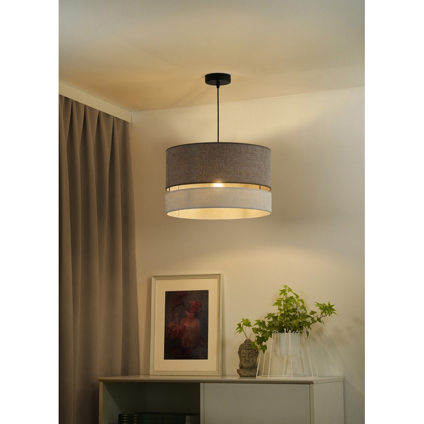 Duolla - Hanglamp aan een koord DOUBLE 1xE27/15W/230V diameter 40 cm bruin/grijs