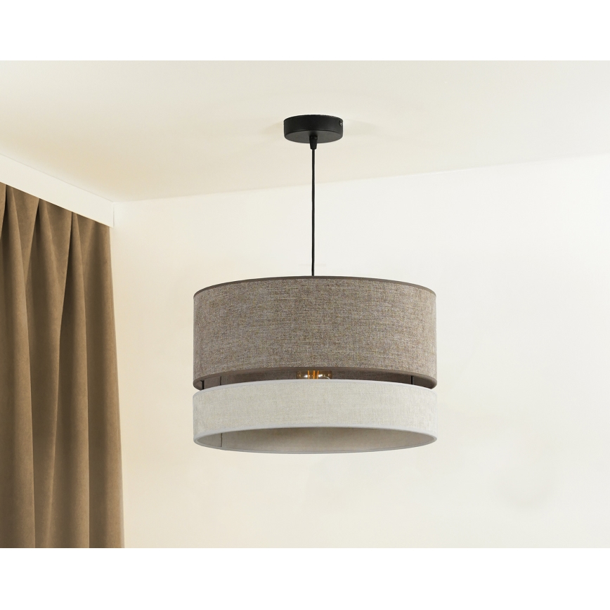 Duolla - Hanglamp aan een koord DOUBLE 1xE27/15W/230V diameter 40 cm bruin/grijs