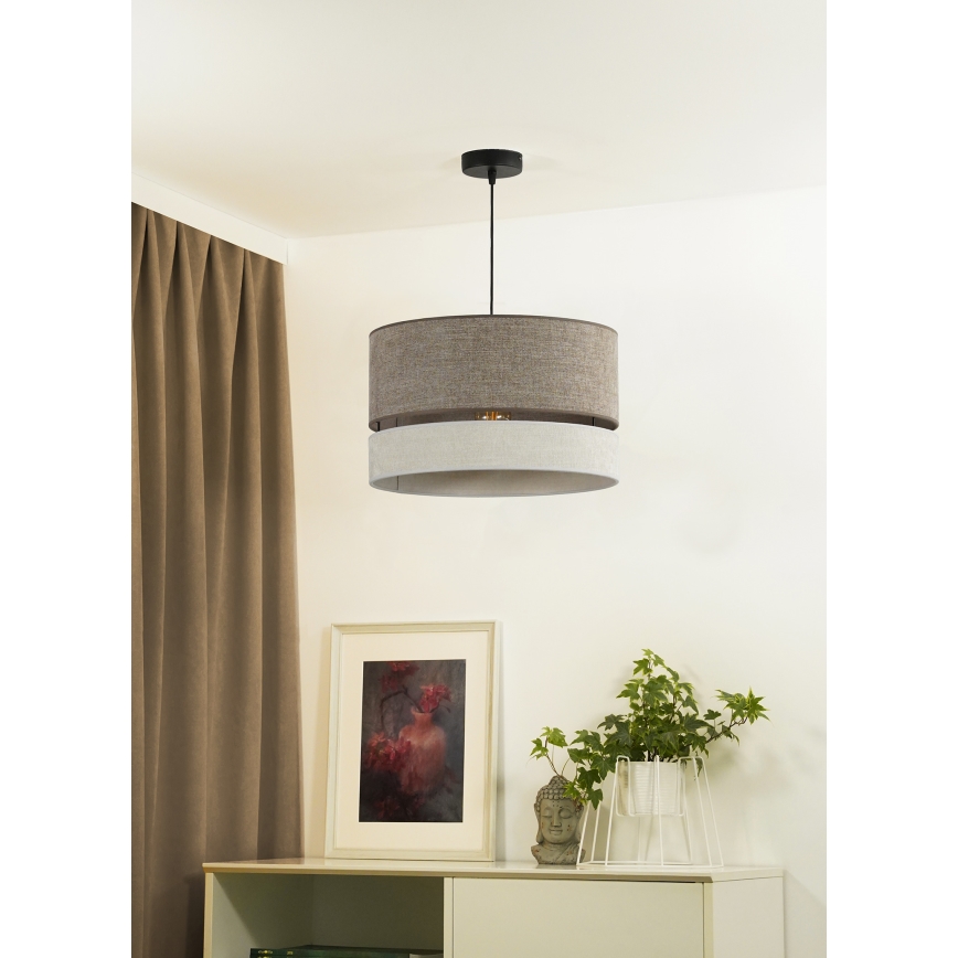 Duolla - Hanglamp aan een koord DOUBLE 1xE27/15W/230V diameter 40 cm bruin/grijs